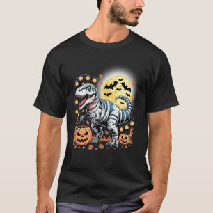 T Rex Halloween Scary Ghost Skeleton Riding Mummy T-Shirt