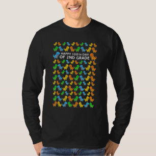 T rex Happy 100th Day Of 2nd Grade Kid Boys Dinos T-Shirt