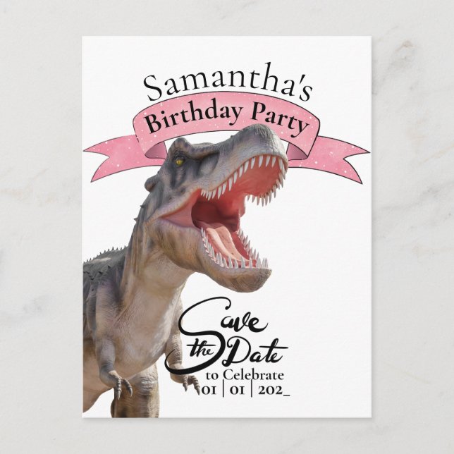 T Rex, Happy Birthday Girl  Postcard (Front)