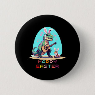 T-rex Happy Easter Eggs Retro Vintage Pixel Art Ro 6 Cm Round Badge
