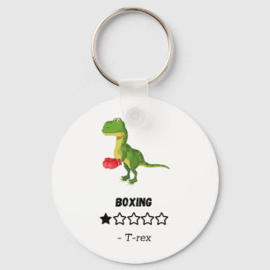 T-rex Hates Boxing Funny Dinosaur Print Key Ring
