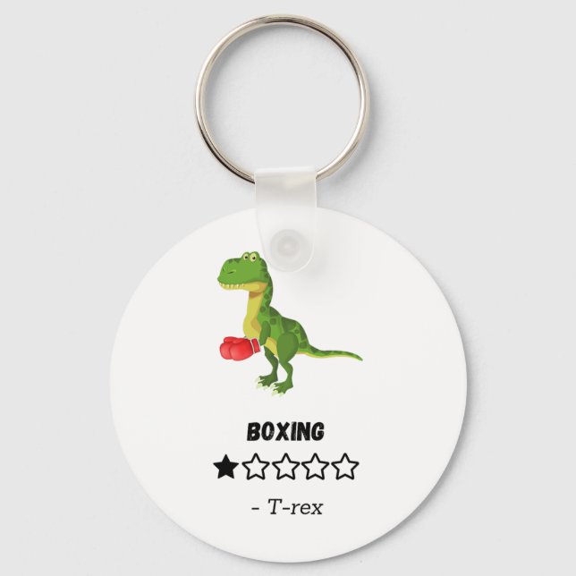 T-rex Hates Boxing Funny Dinosaur Print  Key Ring (Front)