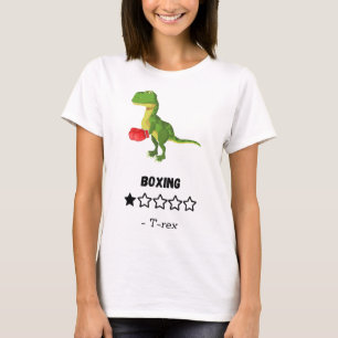T-rex Hates Boxing Funny Dinosaur Print T-Shirt