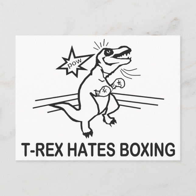 T Rex Hates Boxing Postcard (Front)