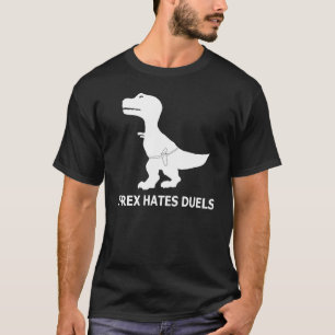 T-Rex Hates Duels Dark T-Shirt