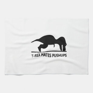 t-rex hates pushups.ai tea towel