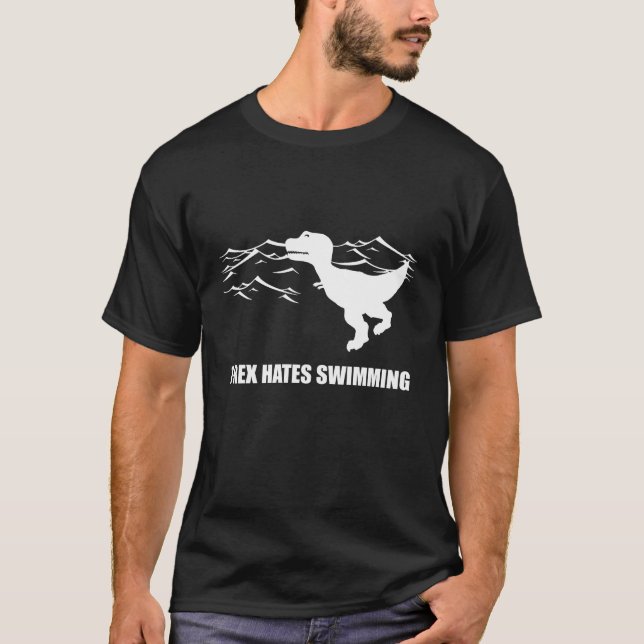T-Rex Hates Swimming Dark T-Shirt (Front)