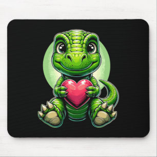 T-rex Holding Heart Valentine's Day Cute Dinosaur Mouse Pad