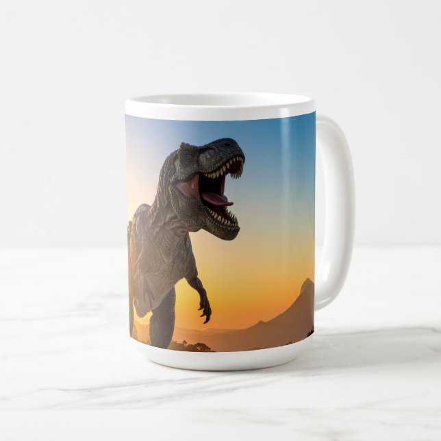 T-Rex Hoodie – Roaring Dinosaur Coffee Mug (Front Right)