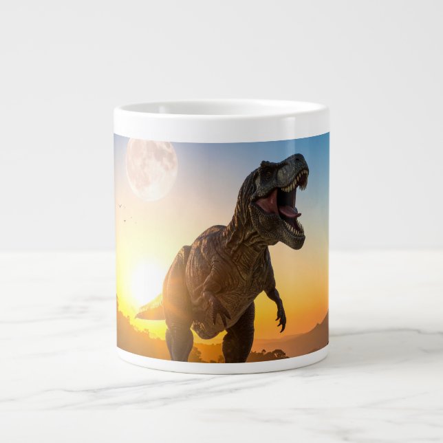 T-Rex Hoodie – Roaring Dinosaur Large Coffee Mug (Front)