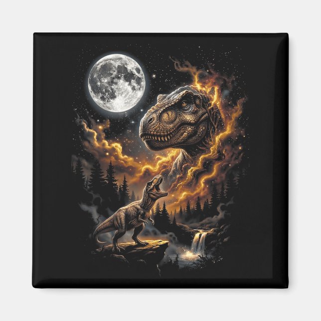 T rex howling to the moon retro 90s funny magnet (Front)