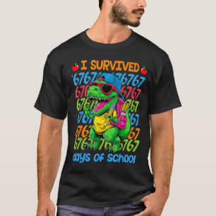 T-rex I Survived 67 Days Of School Six Seven Meme T-Shirt