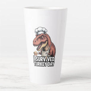 T-Rex I Survived Turkey Day Chef Latte Mug