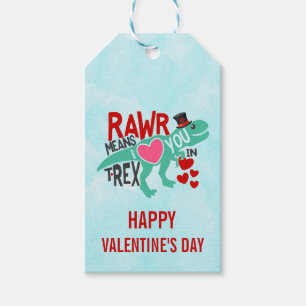T-Rex in a Top Hat Cute Funny Valentine's Day Gift Tags