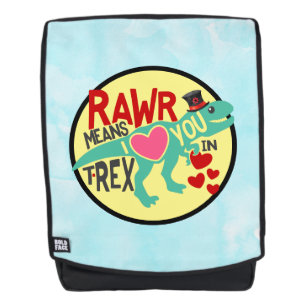 T-Rex in a Top Hat Rawr Means I Love You Funny Backpack