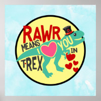 T-Rex in a Top Hat Rawr Means I Love You Funny