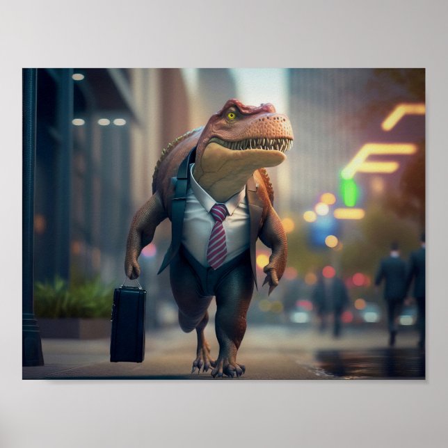 T-Rex in the city Poster (Front)