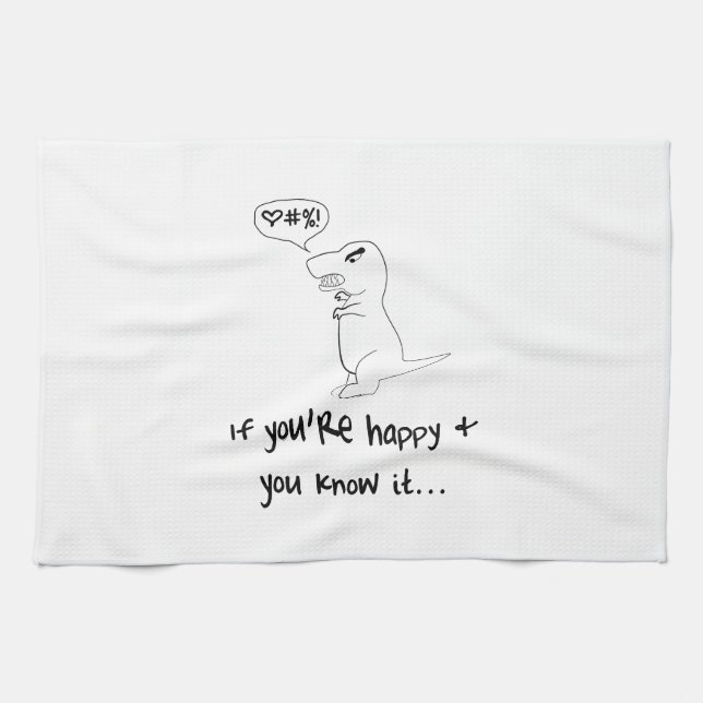 T-Rex Isn't Happy Tea Towel (Horizontal)