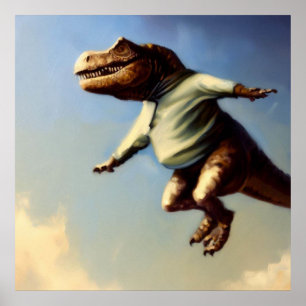 T Rex Jumping Poster