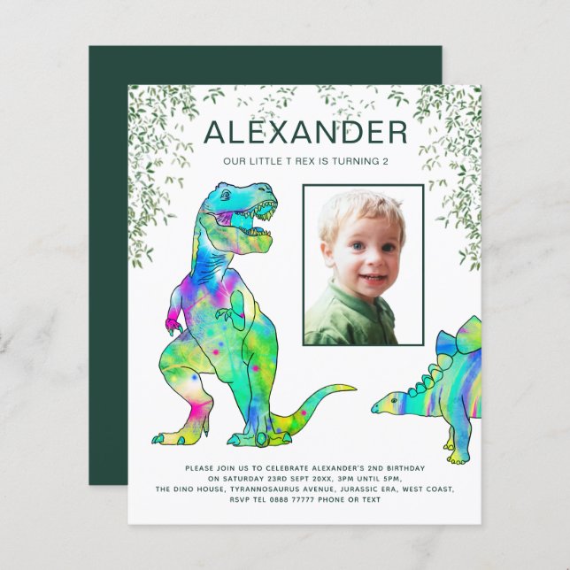 T Rex Jungle Birthday Party (Front/Back)