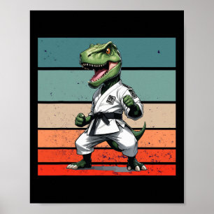 T.rex Karate Gi Black Belts Fierce Powerful Stance Poster