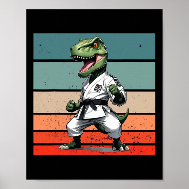 T.rex Karate Gi Black Belts Fierce Powerful Stance Poster (Front)
