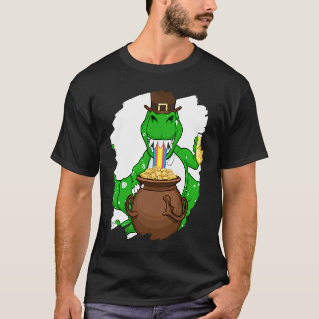 T Rex Leprechaun  St Patricks Day Tyrannosaurus Re T-Shirt (Front)