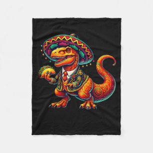 T-rex mariachi band taco cinco de mayo mexican din fleece blanket