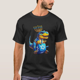 T Rex Menorah Dreidel Jewish Hanukkah Womens Mens T-Shirt