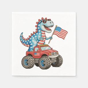 T Rex Monster Truck Dinosaur 250th Anniversary Napkin