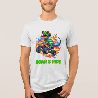 T.Rex Monster Truck | Fun Dinosaur Cartoon Design Tri-Blend Shirt