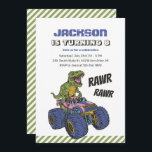 T-Rex Monster Truck Rawr Dinosaur Kids Birthday Invitation<br><div class="desc">Cute design for kids,  boys or girls who love dinosaur,  dino cartoon,  T-rex and other dinosaur species. Perfect for Jurassic theme birthday party. You can customise the wording to fit other occasions.</div>