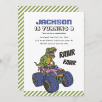 T-Rex Monster Truck Rawr Dinosaur Kids Birthday