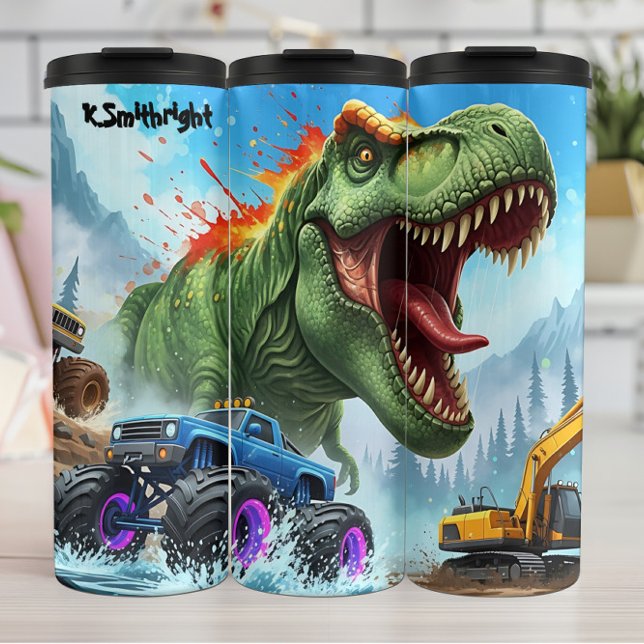 T-Rex Monster Trucks Construction Chaos Thermal Tumbler (Creator Uploaded)