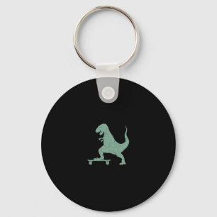 T-rex On A Skateboard Grunge Dinosaur Skateboardin Key Ring