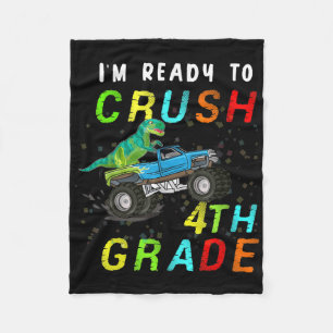 T Rex On Monster Truck - Im Ready To Crush 4th Gra Fleece Blanket