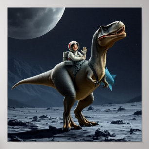 T-Rex on the moon Poster