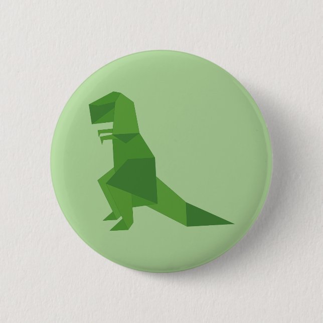 T-Rex Origami 6 Cm Round Badge (Front)