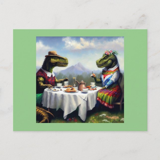 T Rex Picnic Postcard (Front)