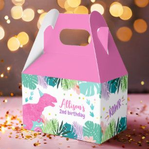T-Rex Pink Dinosaur Girl Dino Prehistoric Birthday Favour Box