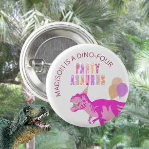 T-Rex Pink Party Asaurus Cute Dinosaur Birthday 3 Cm Round Badge