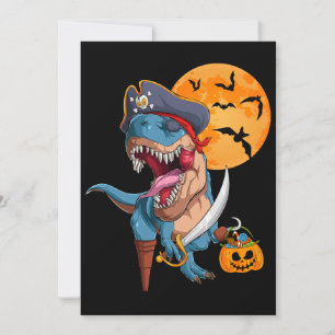 T-Rex Pirate Trick Arrr Treat Halloween Dinosaur Invitation