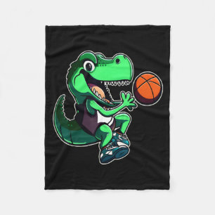 T rex playing basketball coach dino trex rex sport fleece blanket