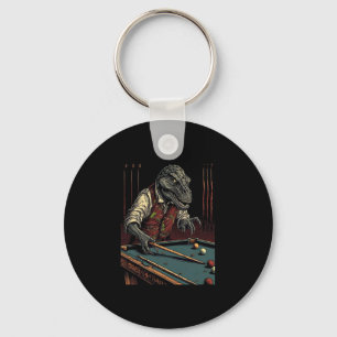 T Rex Playing Billiards Dinosaur Billiard Player D Key Ring