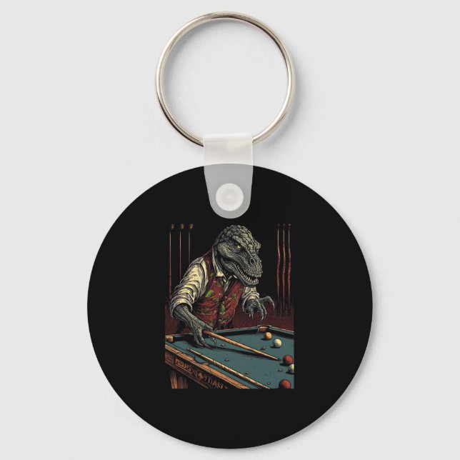 T Rex Playing Billiards Dinosaur Billiard Player D Key Ring (Front)