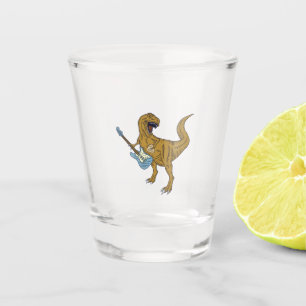 T-Rex playing guitar Shot Glass