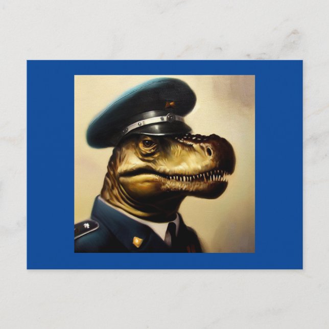 T Rex Policeman Postcard (Front)