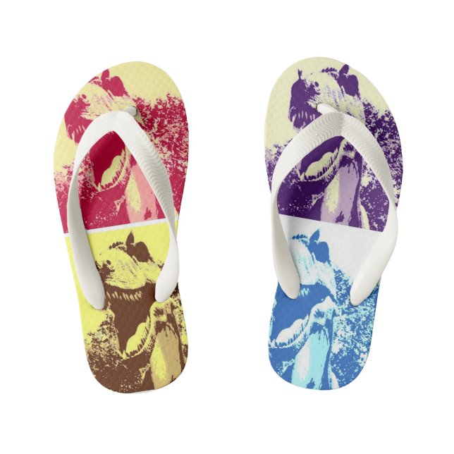 T-Rex Pop Art Kid's Thongs (Footbed)