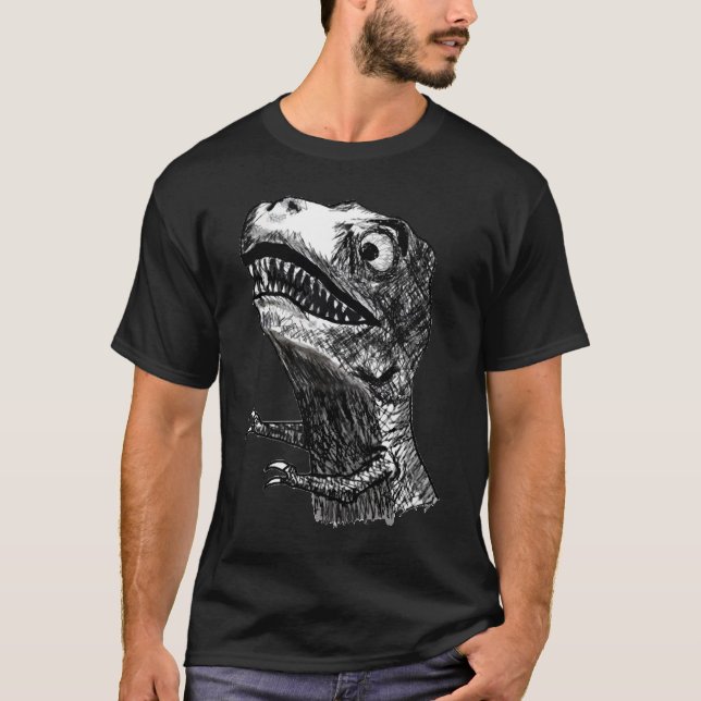T-Rex Rage Meme - Black T-Shirt (Front)