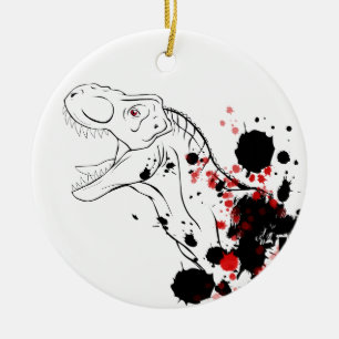 T-Rex (Red and Black) Ceramic Ornament